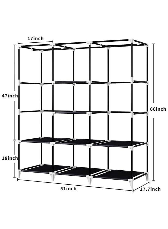 bunca Portable Wardrobe for Bedroom and Living Room (Black) - Image 4