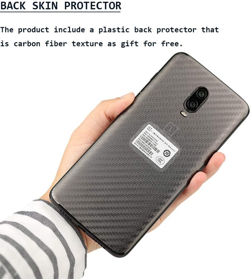 Ibywind For OnePlus 6T Screen Protector 6.4",2 Pack 9H Hardness Tempered Glass,With 1Pc Back Carbon Fiber Film,Easy to install - Image 4