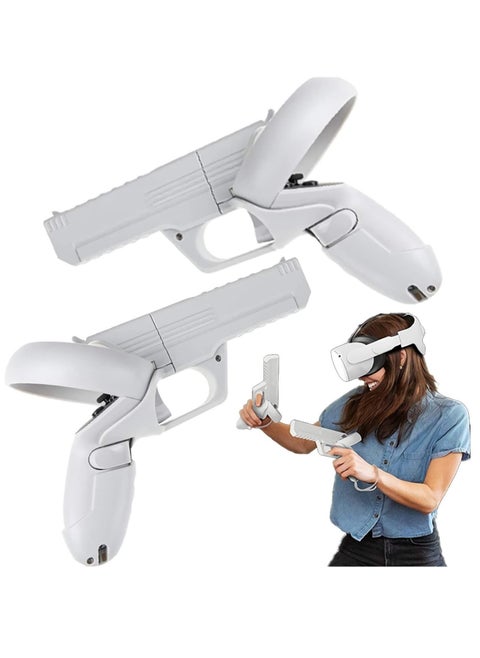 VR Gamepad Compatible with Meta/Oculus Quest 2 Controllers, Grips Accessories VR Gamepad Handle Enhanced FPS Gaming Shooting Experience with Quest 2 Controller, Immersion enhanced interaction.