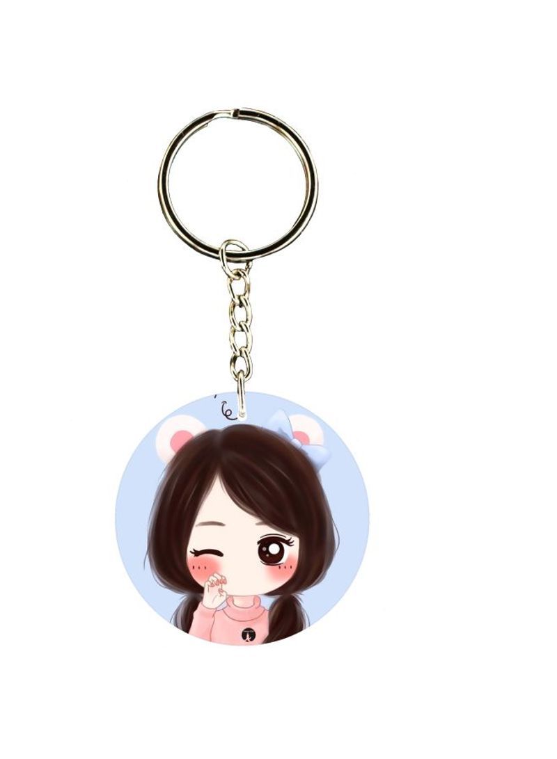 RKN Double Sided Girl Printed Keychain