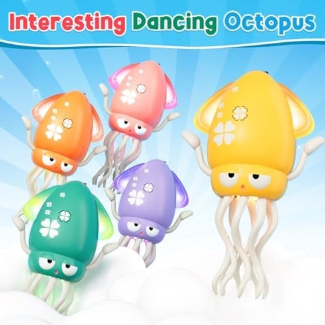 WAVISA Dancing Squid Baby Toy, Electric Crawling Octopus Tummy Time Toy, Rechargeable Magic Dancing Music Squid Baby Toys for 3 4 5 6 Year Old Kids Boy Girl Birthday Gifts Christmas Stocking Stuffers (Pink) - Image 4