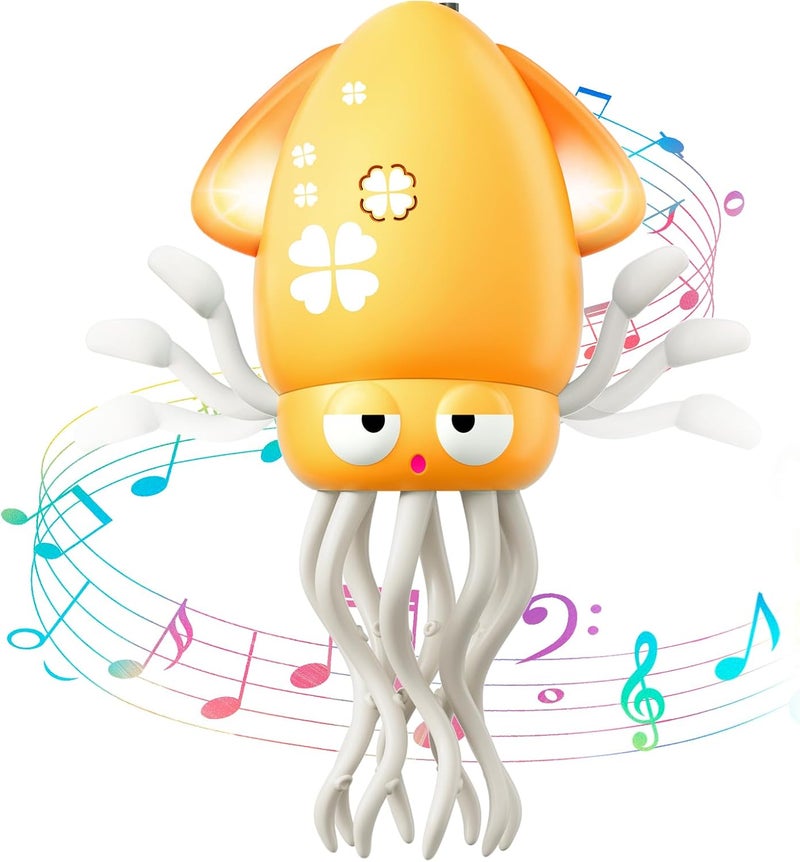 WAVISA Dancing Squid Baby Toy, Electric Crawling Octopus Tummy Time Toy, Rechargeable Magic Dancing Music Squid Baby Toys for 3 4 5 6 Year Old Kids Boy Girl Birthday Gifts Christmas Stocking Stuffers (Pink) - Image 1