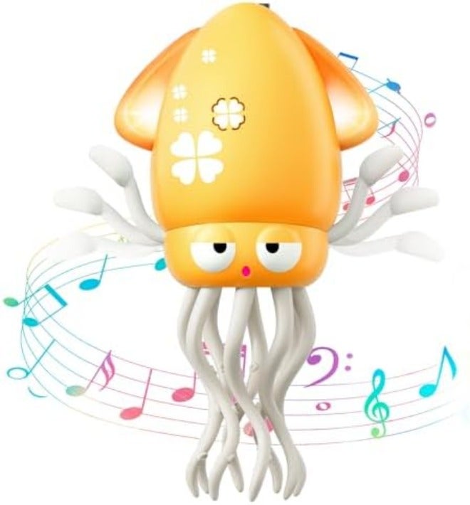 WAVISA Dancing Squid Baby Toy, Electric Crawling Octopus Tummy Time Toy, Rechargeable Magic Dancing Music Squid Baby Toys for 3 4 5 6 Year Old Kids Boy Girl Birthday Gifts Christmas Stocking Stuffers (Pink) - Image 3