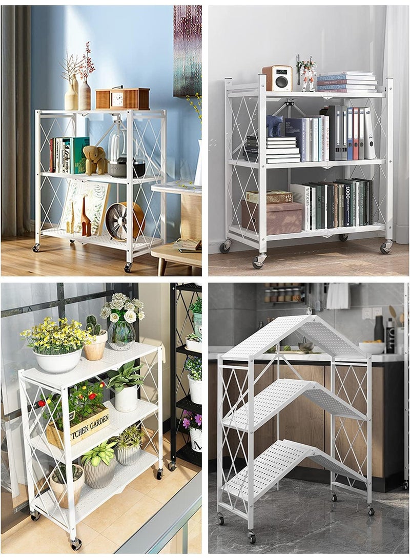 Meishida 3-Tier Folding Storage Rack Standing Kitchen Shelf Metal Organizer Storage Shelves - Image 5