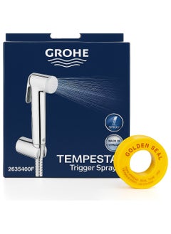 Grohe GROHE Tempesta-F Trigger Spray Hand Shower Set with Teflon Tape, Wall Holder Set, 1250mm Hose, Chrome | 2635400F  - Image 1