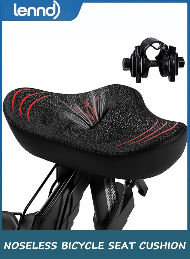 Upgrade Oversize Bike Seat for Men Women, Extra Wide Noseless Bicycle Seat Cushion, Waterproof Comfort Memory Foam Bike Saddle Fit for Peloton Bikes, Exercise Bike, EBikes, City Bike