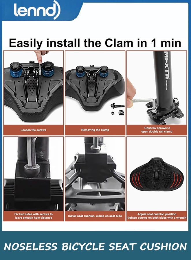 لينند ترقية مقعد الدراجة كبير الحجم للرجال والنساء، وسادة مقعد دراجة واسعة للغاية بدون أنف، سرج دراجة مريح مقاوم للماء من إسفنج الذاكرة مناسب لدراجات بيلوتون، دراجة التمرين، دراجات Ebikes، دراجة المدينة - Image 5