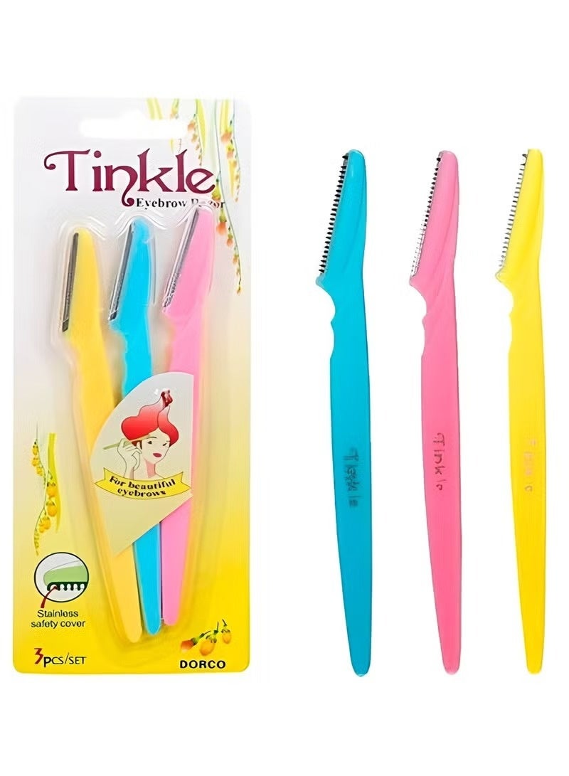 تنكل Tinkle Face and Eyebrow Razor for Women, Quick and Easy Facial Hair Removal at Home - 3 Pack - Image 1