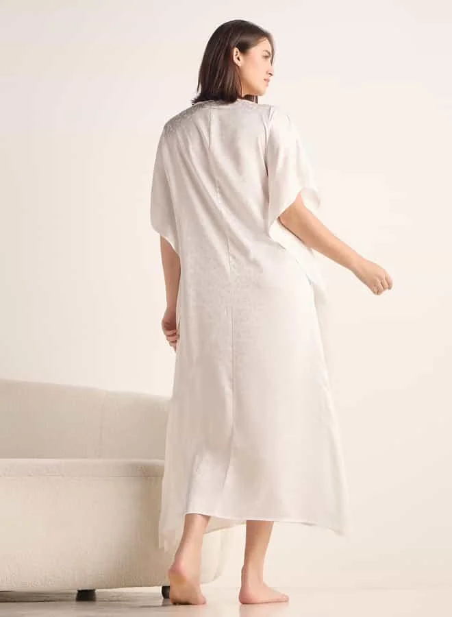 Splash FAV Textured Kaftan Night Gown with Boat Neck