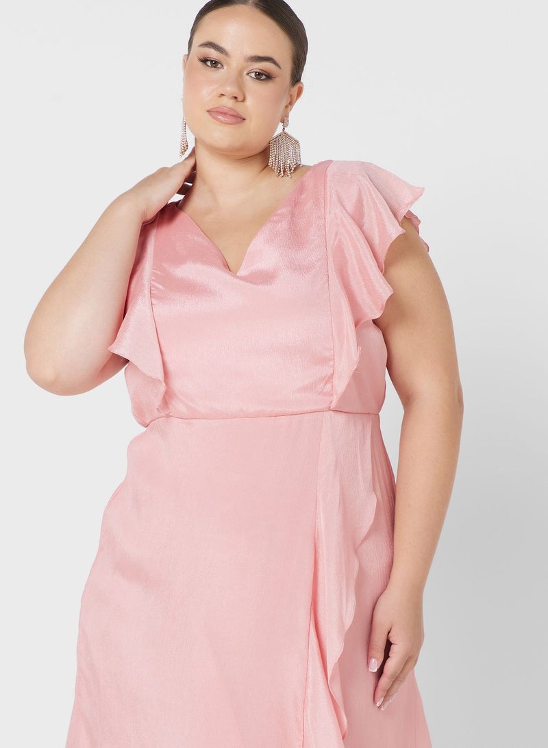 Khizana Ruffled Faux-Wrap Dress - Image 3