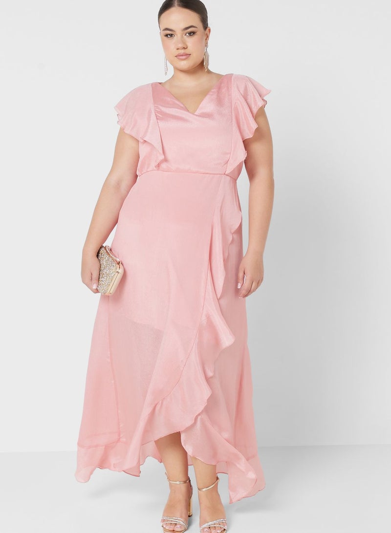 Khizana Ruffled Faux-Wrap Dress - Image 4