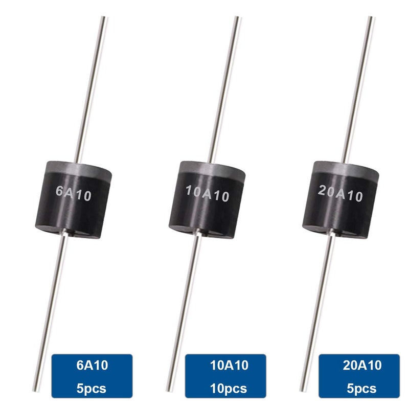 Tnisesm 20 Pcs 6A10, 10A10, 20A10 Rectifier Diode Kit 1000 Volt Electronic Silicon Diodes 6A10-10A10-20A10 - Image 5