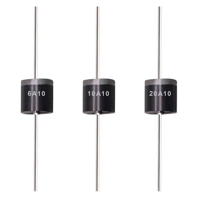Tnisesm 20 Pcs 6A10, 10A10, 20A10 Rectifier Diode Kit 1000 Volt Electronic Silicon Diodes 6A10-10A10-20A10 - Image 1