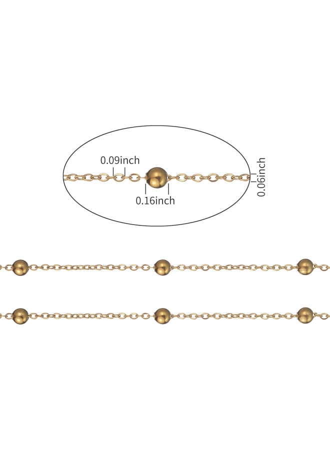 SUYAN 32.8 قدم/لفة الفولاذ المقاوم للصدأ سلاسل الأقمار الصناعية قلادة صنع المجوهرات سلاسل الكرة مطرز ربط سلسلة كابل DIY بها بنفسك سوار خلخال سلسلة صنع المجوهرات (الذهب) - Image 2