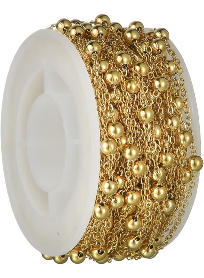 SUYAN 32.8 قدم/لفة الفولاذ المقاوم للصدأ سلاسل الأقمار الصناعية قلادة صنع المجوهرات سلاسل الكرة مطرز ربط سلسلة كابل DIY بها بنفسك سوار خلخال سلسلة صنع المجوهرات (الذهب) - Image 1