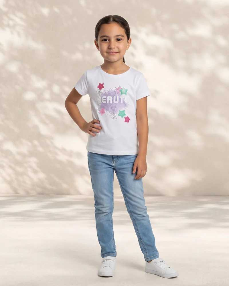 Redtag Girls White Printed T-Shirt