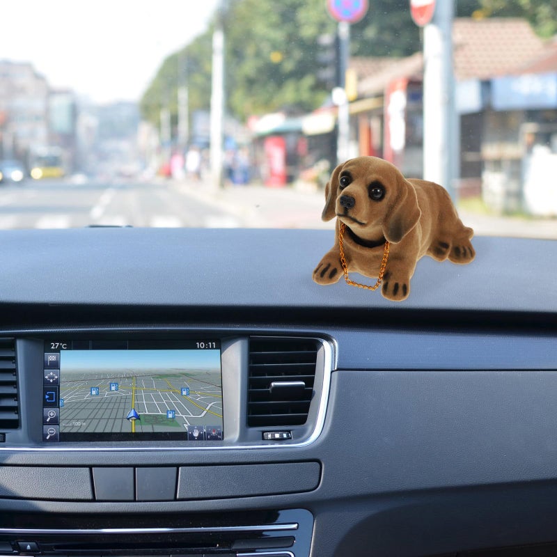 Brown Resin Dachshund Dashboard Ornament Nodding Head Cute Car Interior Decoration 6 1 Inch - Image 3