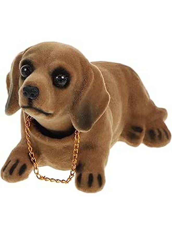 Brown Resin Dachshund Dashboard Ornament Nodding Head Cute Car Interior Decoration 6 1 Inch - Image 1