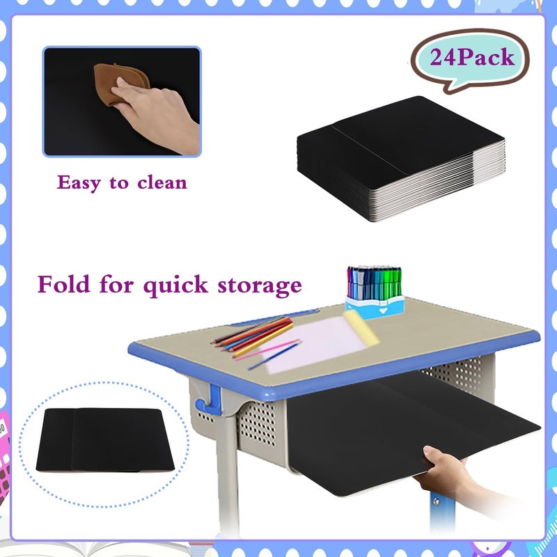 EARTHSON 24 Pcs Privacy Folders for Students, Privacy Dividers for Classroom, Study Carrel Desks Privacy Boards, Cardboard Privacy Shields Folder for School Teachers Home, Black - Image 4