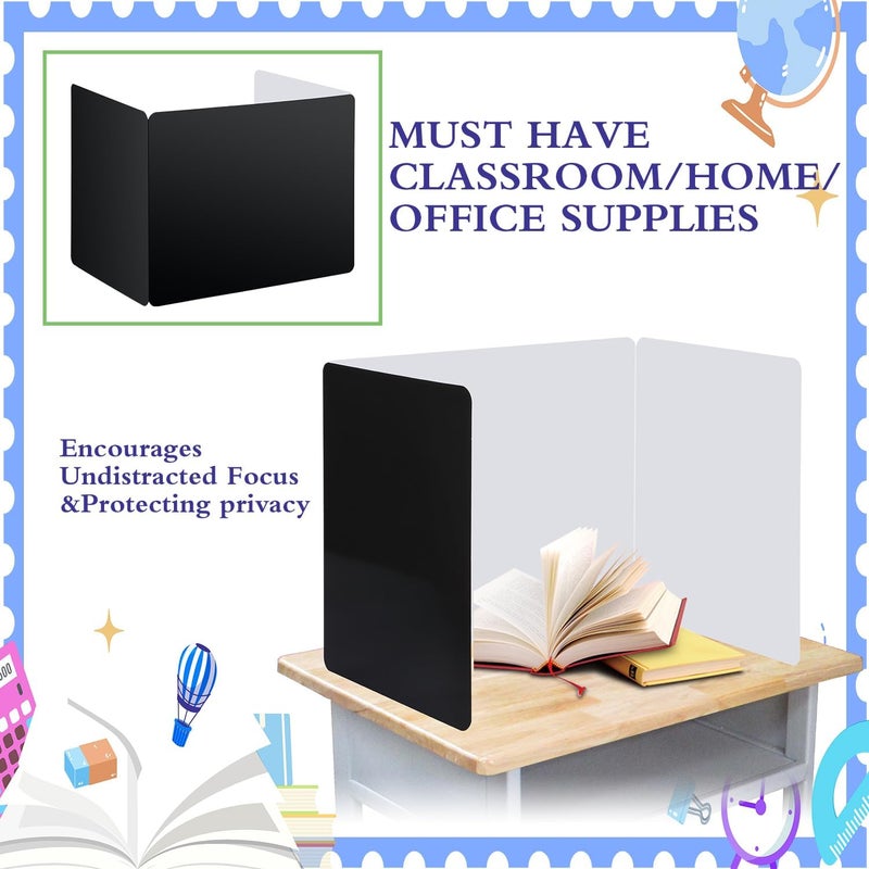 EARTHSON 24 Pcs Privacy Folders for Students, Privacy Dividers for Classroom, Study Carrel Desks Privacy Boards, Cardboard Privacy Shields Folder for School Teachers Home, Black - Image 5