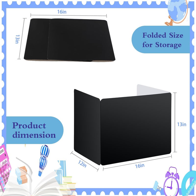 EARTHSON 24 Pcs Privacy Folders for Students, Privacy Dividers for Classroom, Study Carrel Desks Privacy Boards, Cardboard Privacy Shields Folder for School Teachers Home, Black - Image 2