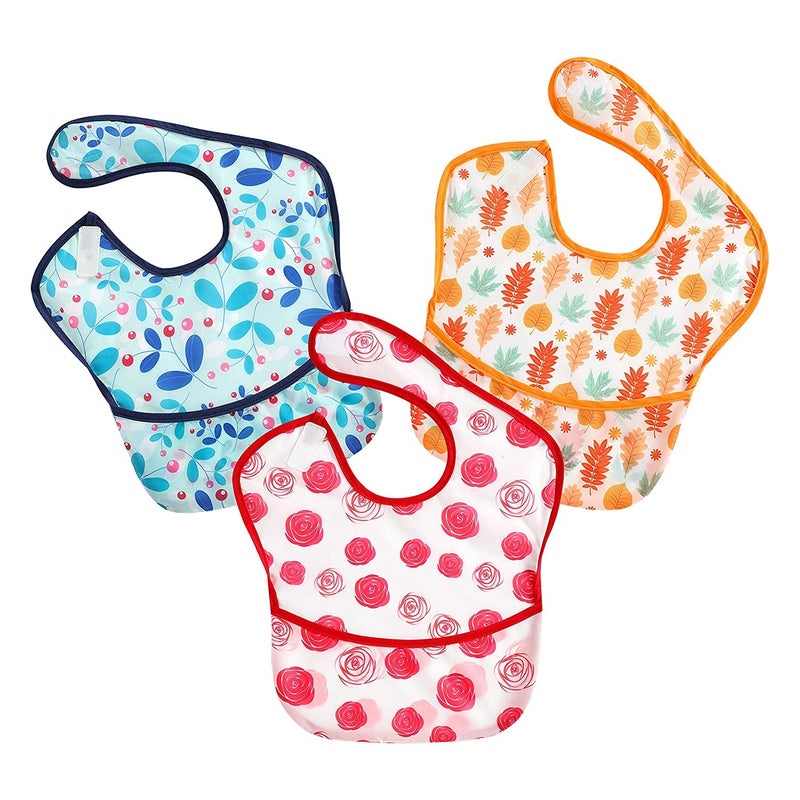 PandaEar 3 Pack Super Light Weight Baby Bib, Waterproof, Washable, Stain Oil and Odor Resistant 12-48 Months (Girl) - Image 1