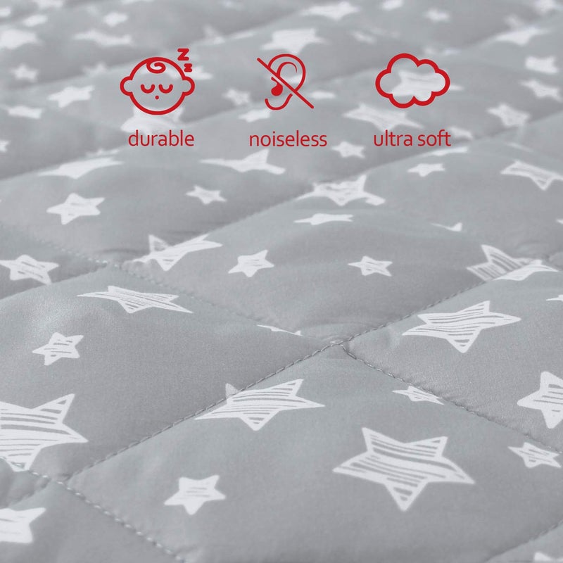 Moonsea Pack and Play Sheets Fitted, Toddlers Mattress Protector 39"Ã—27"Ã—5", Breathable Thick Playard Lovely Print Cover, Compatible with Graco Pack n Play, Gray Star - Image 4