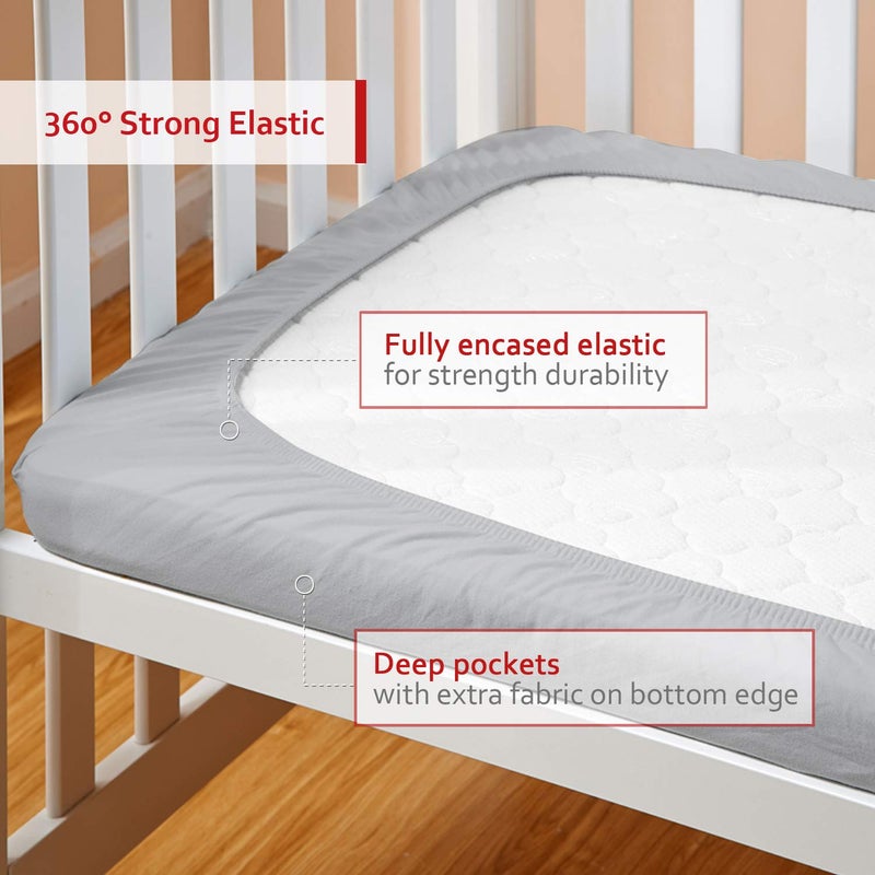 Moonsea Pack and Play Sheets Fitted, Toddlers Mattress Protector 39"Ã—27"Ã—5", Breathable Thick Playard Lovely Print Cover, Compatible with Graco Pack n Play, Gray Star - Image 3