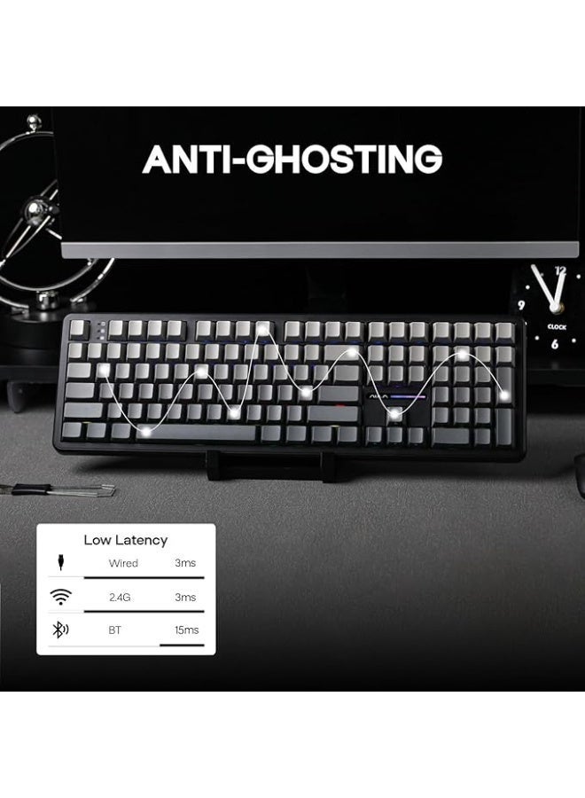 EPOMAKER AULA F108 Wireless Gaming Keyboard, Full Size Mechanical Keyboard with 4000mAh Battery, 108 Hot-Swappable and Programmable Keys, RGB Backlight, for Mac/PC/Android (Black Gradient) - Image 4