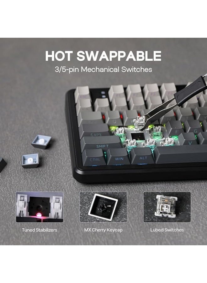 EPOMAKER AULA F108 Wireless Gaming Keyboard, Full Size Mechanical Keyboard with 4000mAh Battery, 108 Hot-Swappable and Programmable Keys, RGB Backlight, for Mac/PC/Android (Black Gradient) - Image 3