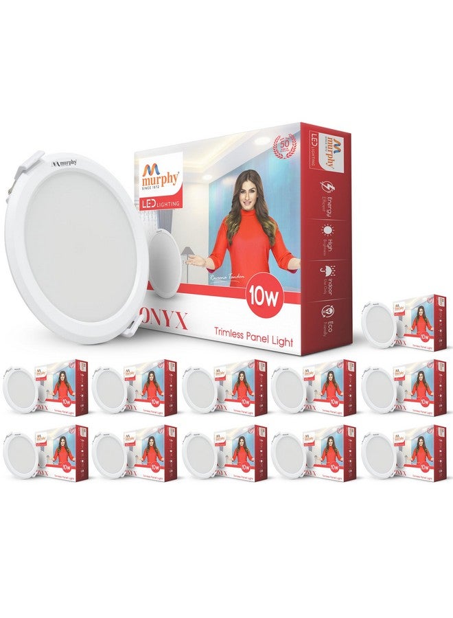 Murphy Trimless Round LED Panel Light - 10W Cool White | Glare-Free, Recessed Ceiling Downlight for Home & Commercial - Pack of 12 - Image 1