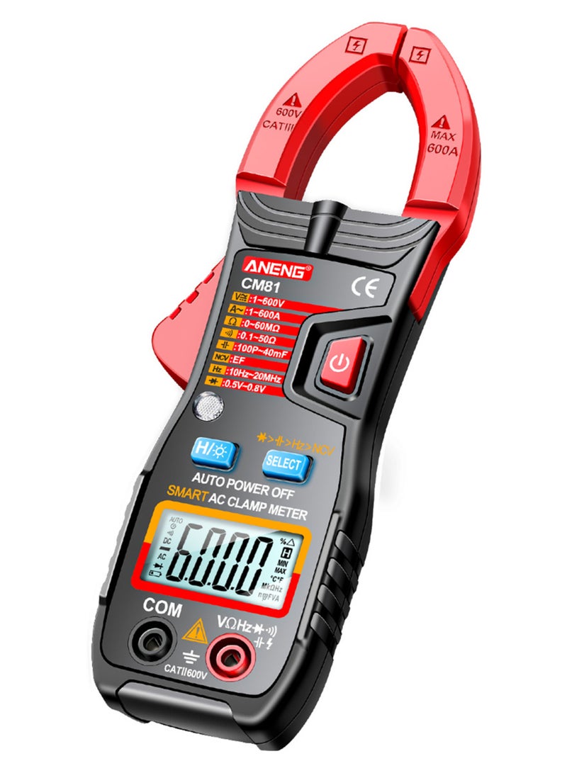 ANENG CM81 Smart AC Clamp Meter Clamp Type Multimeter 6000 Counts Auto Range Voltmeter 600A Ammeter Resistance Meter with Flashlight - Image 2