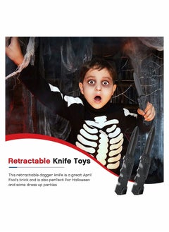 Y&D 2 Pieces Retractable Knife Prop Fake False Trick Gadget Magic Toy Disappearing Dagger Plastic Blade for Kids Adults Fool's Day Party Favor  - Image 4