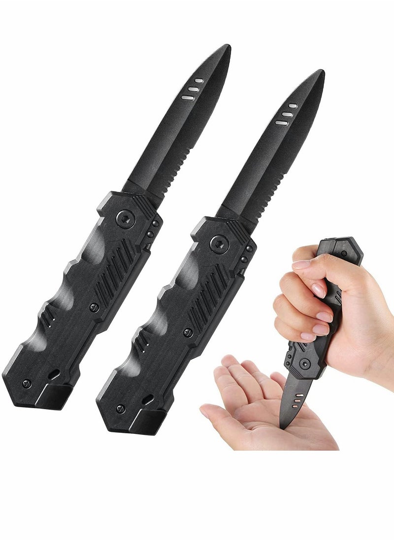 Y&D 2 Pieces Retractable Knife Prop Fake False Trick Gadget Magic Toy Disappearing Dagger Plastic Blade for Kids Adults Fool's Day Party Favor  - Image 1