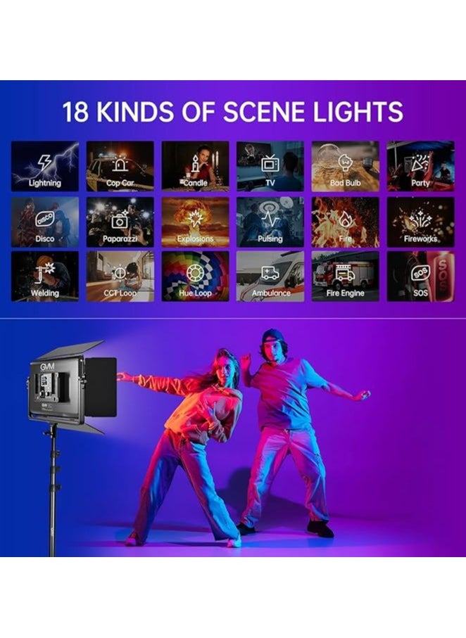 GVM 1500D RGB LED Studio Video Light – Bi-Color Soft Light Panel, App Control, CRI 97+, Adjustable Color Temperature, 360° Full RGB, Lighting Kit