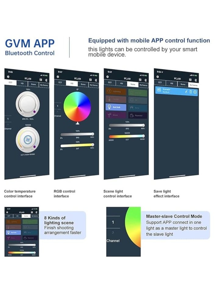 GVM 1500D RGB LED Studio Video Light – Bi-Color Soft Light Panel, App Control, CRI 97+, Adjustable Color Temperature, 360° Full RGB, Lighting Kit