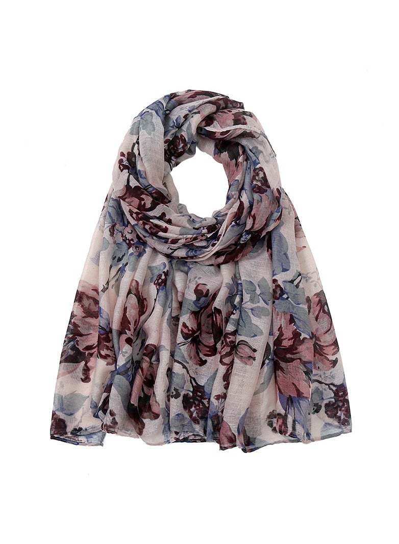 KUYING New Balinese Scarf Women's Headband Wrapped Shawl Printed Flower Pattern Scarf Sun Protection Tourism Scarf Beach Scarf  - Image 1