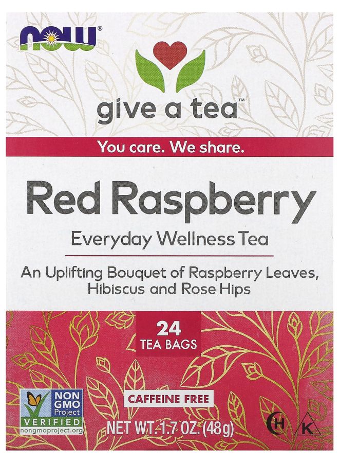 now Everyday Wellness Tea Red Raspberry Caffeine-Free 24 Tea Bags 1.7 oz (48 g)
