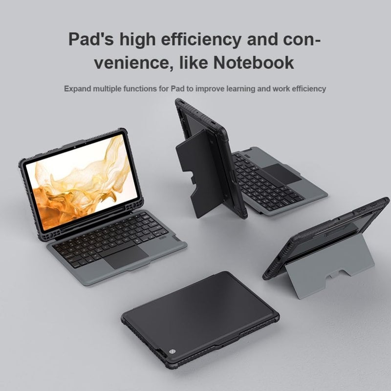 Nillkin Bumper Combo Keyboard Case Designed For Samsung Galaxy Tab S8/S8 5G, Pen Holder/Shockproof Cover/Stand/Trackpad And Removable Keyboard - Black - Image 4