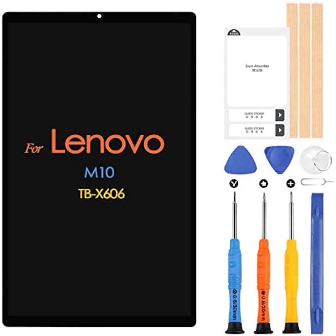 LCD DISPLAY FOR LENOVO TAB M10 FHD PLUS TB-X606 TB-X606F TB-X606X 10.1 INCH SCREEN, REPLACEMENT TOUCHSCREEN DIGITAZER ASSEMBLY WITH REPAIR KIT, BLACK - Image 1