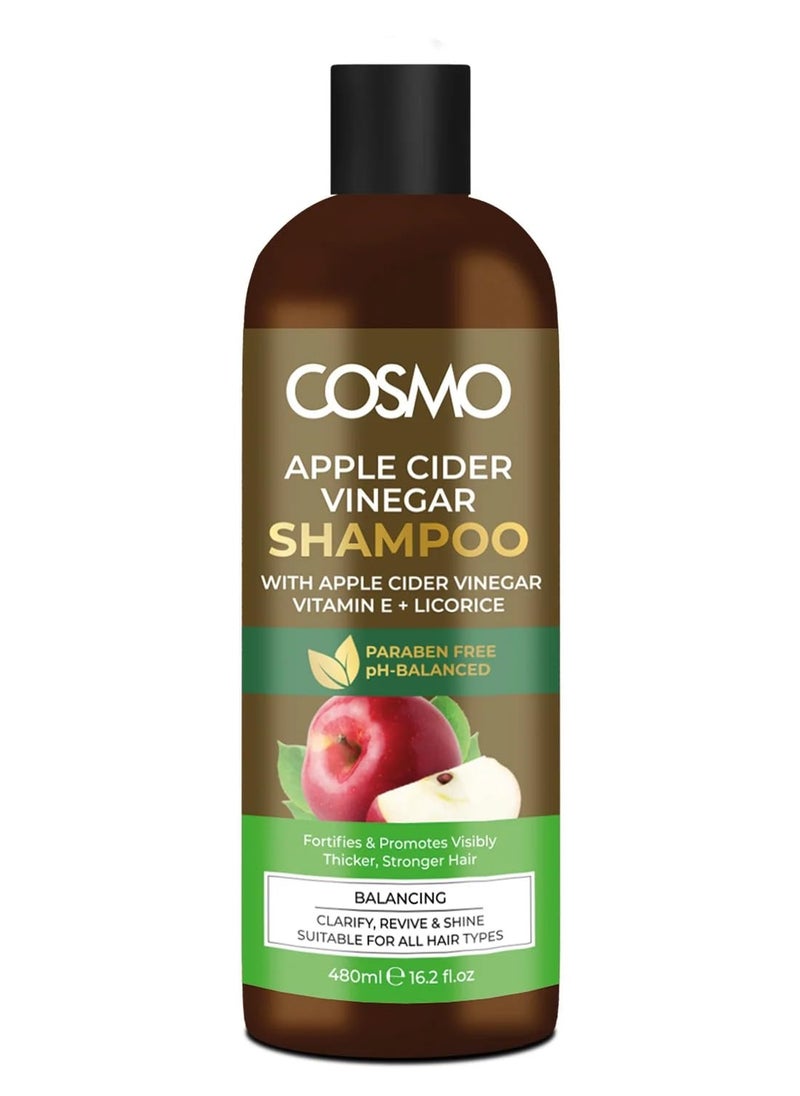 COSMO Cosmo Activated Charcoal Shampoo 480ml, With Vitamin E + Aloe Vera, Ph-balanced Detox and Revitalization, Deep Cleansing, Oil Free, Dandruff Free, Scalp for Nourished Hair, Paraben Free, Hair Regrowth 