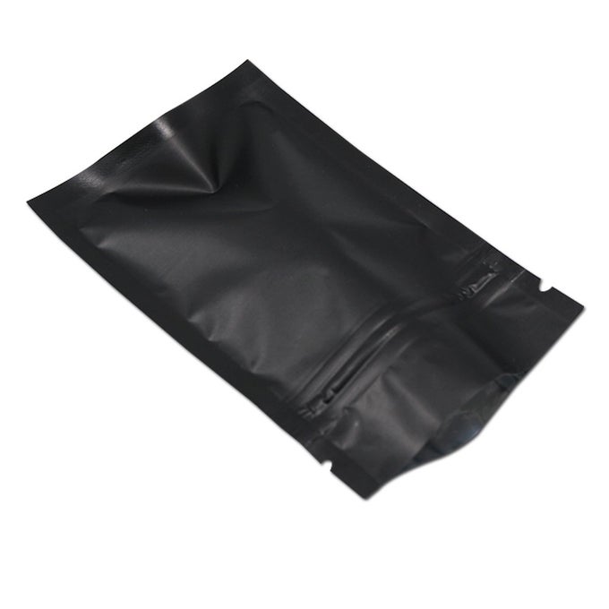 100PCS ZIPPER LOCK SELF SEAL FLAT POUCH FOR ZIP ALUMINUM FOIL LOCK PACKAGE BAG COFFEE FOOD STORAGE RESEALABLE MYLAR BAGS HEAT SEALABLE CANDY RECLOSABLE BAGS 12X18CM 47X71 INCH BLACK