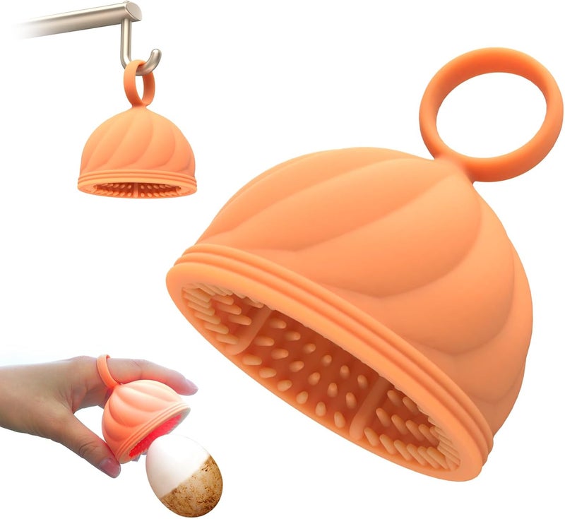 DoID Tag Egg Washer for Fresh Eggs - Upgraded 2.0 Silicone Egg Scrubber | Farm Fresh Egg & Vegetable Scrubber (Orange 1Pcs) - Image 1