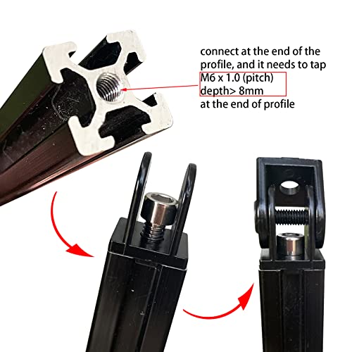 BLCCLOY 4 Sets Black 2020 Aluminum Extrusion Pivot Hinge Swivel Degree Angle Bracket with Handle for 20 Series 20/20 2040 V T Slot Extruded Aluminum Profile Hardware Connector - Image 4