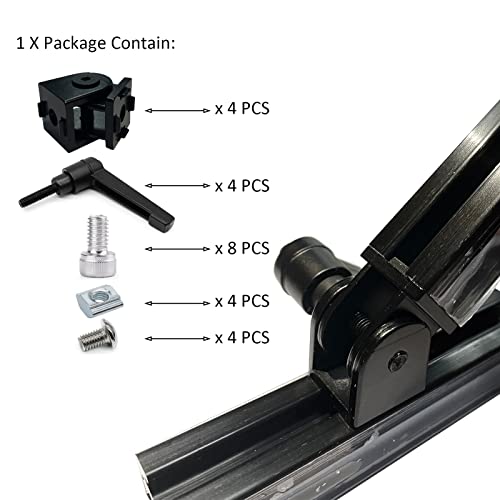 BLCCLOY 4 Sets Black 2020 Aluminum Extrusion Pivot Hinge Swivel Degree Angle Bracket with Handle for 20 Series 20/20 2040 V T Slot Extruded Aluminum Profile Hardware Connector - Image 2