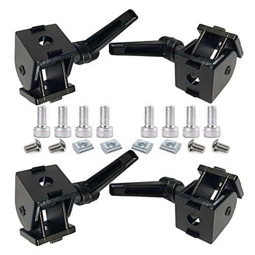 BLCCLOY 4 Sets Black 2020 Aluminum Extrusion Pivot Hinge Swivel Degree Angle Bracket with Handle for 20 Series 20/20 2040 V T Slot Extruded Aluminum Profile Hardware Connector - Image 1