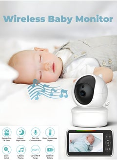 Baby Monitor with Cameras Audio Night 360° Video Wireless Security Camera for Baby Monitoring with 3000mAh Battery 5 Inch Screen Pan-Tilt-Zoom