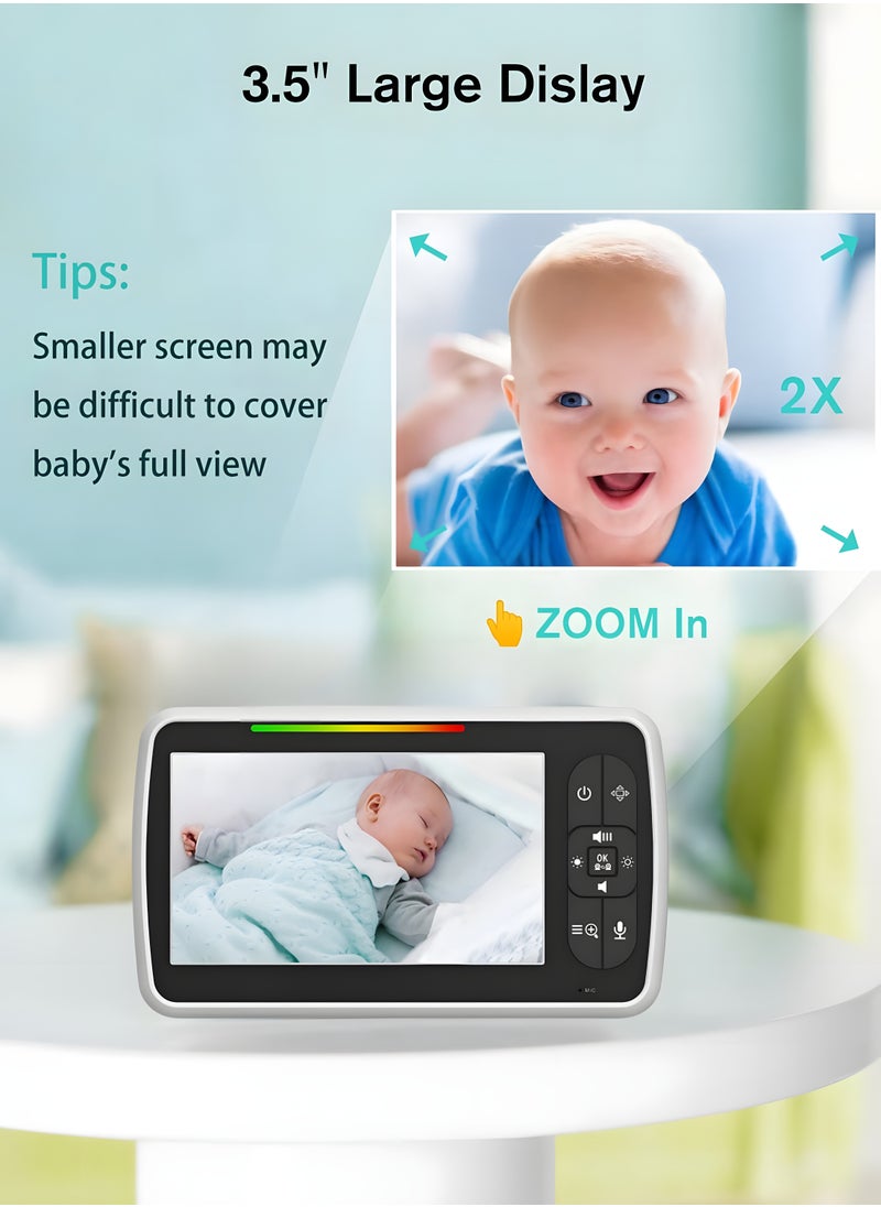Generic - Baby Monitor with Cameras Audio Night 360° Video Wireless Security Camera for Baby Monitoring with 3000mAh Battery 5 Inch Screen Pan-Tilt-Zoom - Image 1