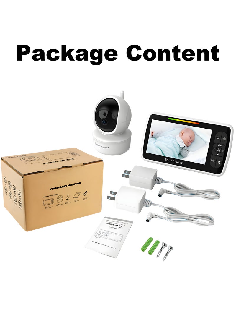 Generic - Baby Monitor with Cameras Audio Night 360° Video Wireless Security Camera for Baby Monitoring with 3000mAh Battery 5 Inch Screen Pan-Tilt-Zoom - Image 1
