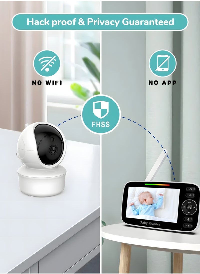 Generic - Baby Monitor with Cameras Audio Night 360° Video Wireless Security Camera for Baby Monitoring with 3000mAh Battery 5 Inch Screen Pan-Tilt-Zoom - Image 1